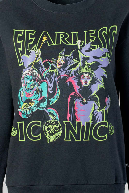 Card slide image -  BUZO DE VILLANAS DISNEY NEGRO ESTAMPADO EN FRENTE PARA MUJER