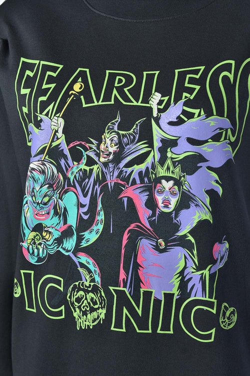 Card slide image -  BUZO DE VILLANAS DISNEY NEGRO ESTAMPADO EN FRENTE PARA MUJER